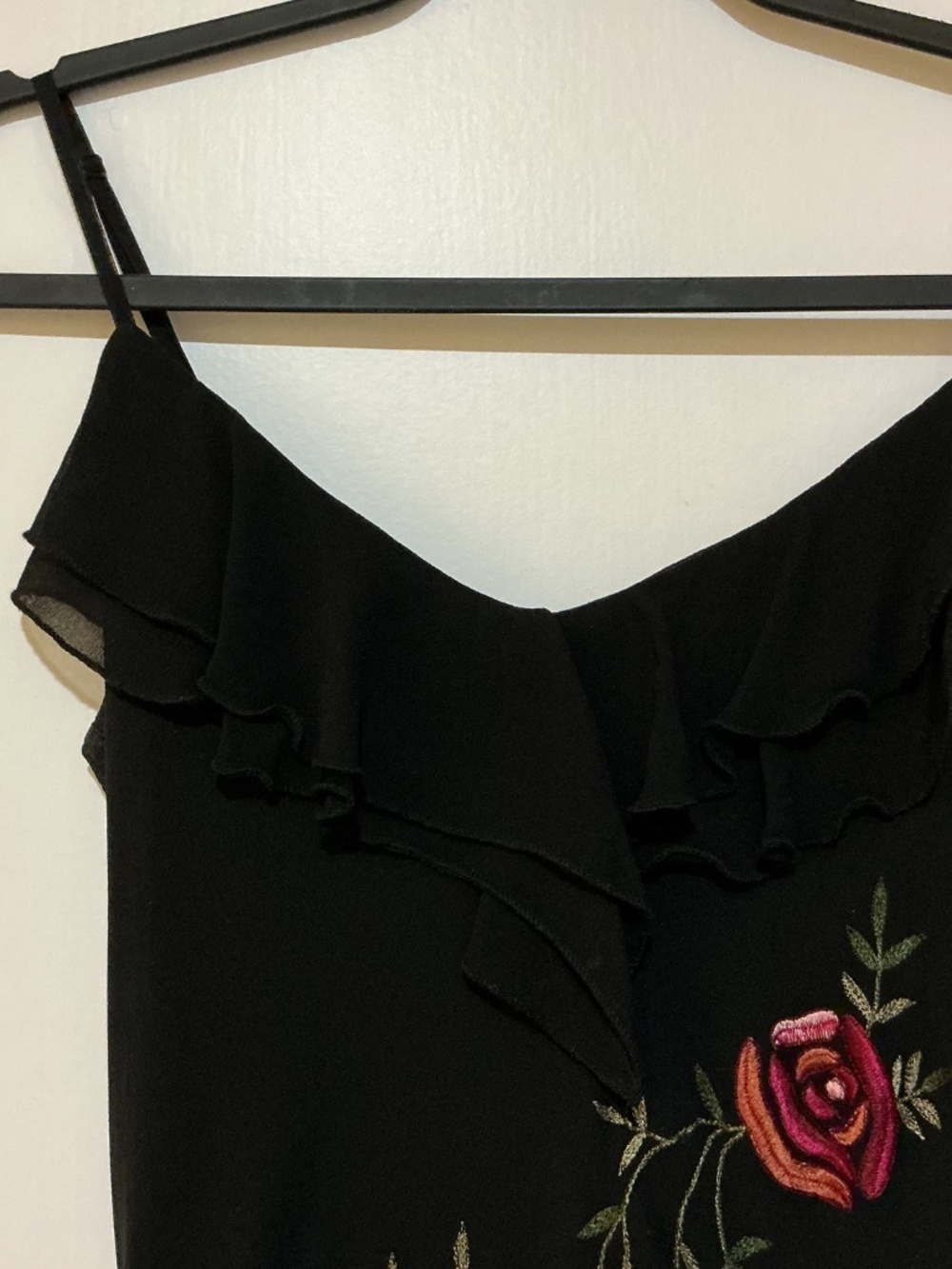 Sue Wong Black Floral Embroidered Silk Midi Dress 8 - Picture 4 of 9